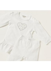 Juniors Heart Accented Long Sleeve Top and Pyjama Set