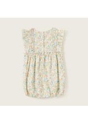 GIggles All-Over Floral Print Romper with Cap Sleeves