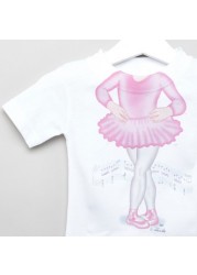 Just Add A Kid Ballerina Print T-shirt with Short Sleeves