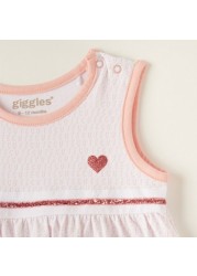 Giggles Printed Sleeveless Dress with Snap Button Closure