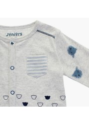 Juniors Bear Print Front Open T-shirt and Pyjama Set