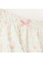 Giggles Floral Print Tiered Skirt with Elasticised Waistband