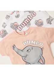 Disney Dumbo Print Crew Neck T-shirt with Short Sleeves - Set of 2