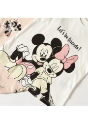 Disney Mickey and Minnie Print Round Neck Top with Ruffled Sleeves - Set of 2