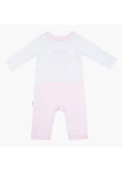 Giggles Textured Sleepsuit with Long Sleeves and Ruffle Detail