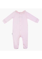 Giggles Applique Detailed Closed Feet Sleepsuit with Long Sleeves