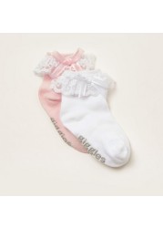 Giggles Embroidered Socks with Ruffles - Set of 2