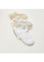 Giggles Textured Socks with Lace Detail - Set of 2