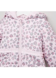 Juniors Printed Jacket with Long Sleeves and Hood