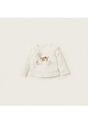 Juniors Bambi Print Round Neck Top and Pyjama Set