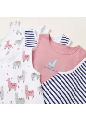 Juniors Sleeveless Printed Bodysuit with Round Neck - Set of 5