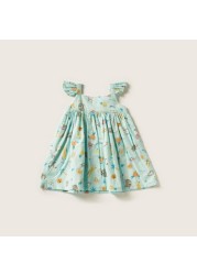 Juniors Printed Sleeveless Dress with Bloomer