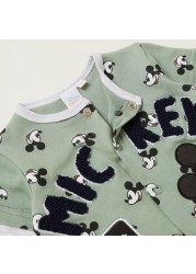 Disney Mickey Mouse Print Sleepsuit with Long Sleeves