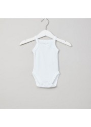 Juniors Plain Sleeveless Bodysuit with Press Button Closure - Set of 3