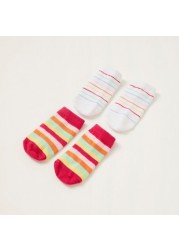 Juniors Striped Ankle Length Socks - Set of 2