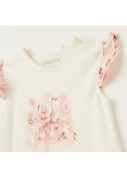 Giggles Floral Print Dress with Cap Sleeves