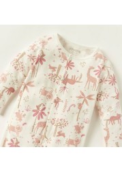 Juniors Safari Print Closed Feet Sleepsuit with Long Sleeves