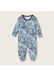 Juniors Floral Print Closed Feet Sleepsuit and Bib Set