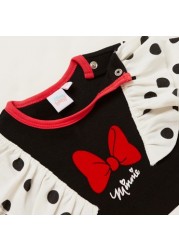 Minnie Mouse Print Sleepsuit with Long Sleeves