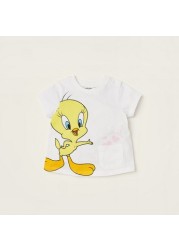 Tweety Print T-shirt with Short Sleeves - Set of 2