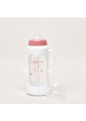 Giggles Printed Glass Feeding Bottle with Cover - 250 ml