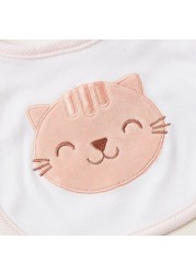 Juniors Cat Embroidery Bib with Press Button Closure