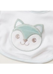 Juniors Fox Embroidery Bib with Press Button Closure