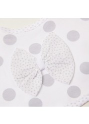 Giggles All-Over Printed Bib with Press Button Closure and Bow Applique