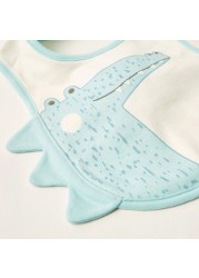 Juniors Printed Bib with Button Closure and Dinosaur Embroidery