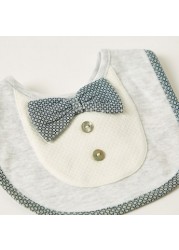 Giggles Bow Accented Bib with Snap Button Closure