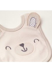 Juniors Bear Applique Detail Bib with Snap Button Closure