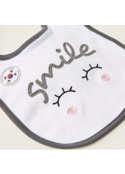 Juniors Slogan Print Bib with Button Closure