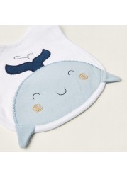 Juniors Whale Embroidered Bib with Button Closure