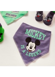 Disney Mickey Mouse Print 4-Piece Bib and Booties Set