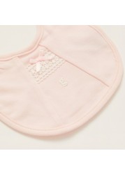 Giggles Solid Bib with Lace Detail and Press Button Closure