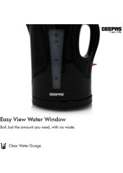 Geepas 1.7L Cordless Electric Kettle | Safety Lock, Boil Dry Protection &amp; Auto Shut Off Feature | Fast Boil &amp; Ease To Clean | Ideal For Hot Water, Tea &amp; Coffee Maker | 2200W - 2 Year Warranty