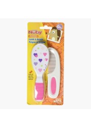 Nuby Heart Print Comb and Brush Set