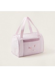 Cambrass Embroidered and Printed Bag with Twin Handles and Zip Closure