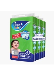 Fine Baby Size 4, Maxi 144-Diapers Jumbo Pack - 7-14 kgs