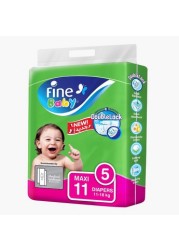 Fine Baby DoubleLock Technology Size 5 Maxi 11-Diaper Pack - 11-18 kgs