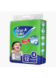 Fine Baby DoubleLock Technology Size 4,12-Piece Diaper Pack - 7-14 kgs