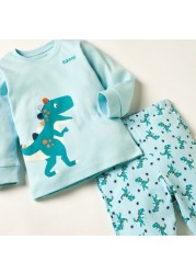 Juniors Dinosaur Print Long Sleeve T-shirt and Pyjama Set