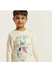 Juniors Embroidered T-shirt and Striped Pyjamas Set