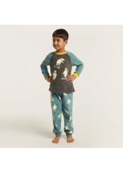 Juniors Graphic Print T-shirt and All-Over Printed Pyjamas Set