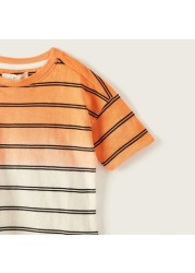 Juniors Striped T-shirt with Short Sleeves