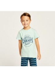 Juniors Printed Crew Neck T-shirt and Pyjama Set