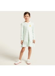 Juniors Striped Shirt Dress with Long Sleeves