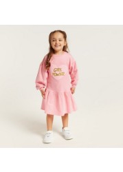 Sanrio Hello Kitty Drop Waist Dress with Round Neck and Long Sleeves