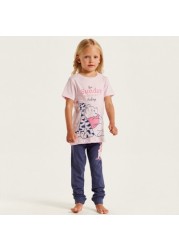 Disney Winnie the Pooh Print Round Neck T-shirt and Pyjama Set