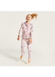 Juniors Unicorn Print Long Sleeve Shirt and Pyjama Set